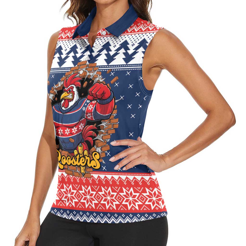 Roosters Xmas Glory Personalised Women Sleeveless Polo Shirt Christmas Rugby League Spirit - Aussie Hoodie