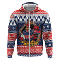 Roosters Xmas Glory Personalised Zip Hoodie Christmas Rugby League Spirit - Aussie Hoodie