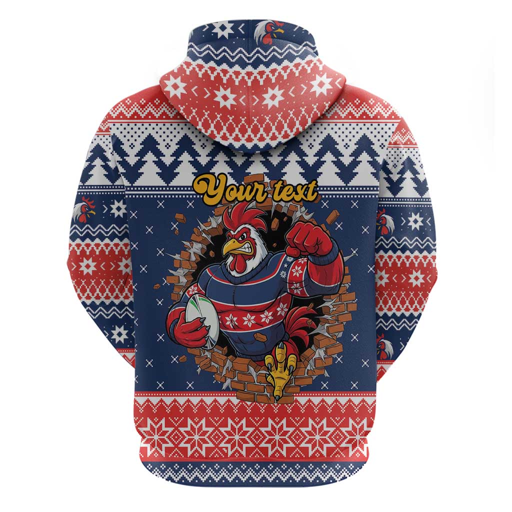 Roosters Xmas Glory Personalised Zip Hoodie Christmas Rugby League Spirit - Aussie Hoodie