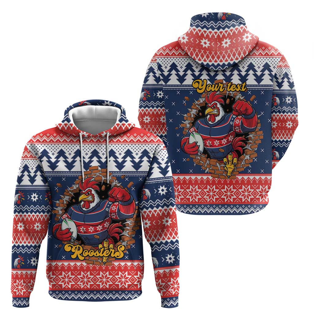 Roosters Xmas Glory Personalised Zip Hoodie Christmas Rugby League Spirit - Aussie Hoodie