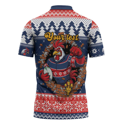 Roosters Xmas Glory Personalised Zipper Polo Shirt Christmas Rugby League Spirit - Aussie Hoodie