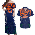 india-cricket-2023-couples-matching-off-shoulder-maxi-dress-and-hawaiian-shirt-bharat-simple-flag-style