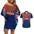 india-cricket-2023-couples-matching-off-shoulder-short-dress-and-hawaiian-shirt-bharat-simple-flag-style