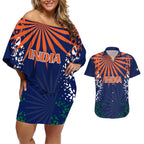 india-cricket-2023-couples-matching-off-shoulder-short-dress-and-hawaiian-shirt-bharat-simple-flag-style
