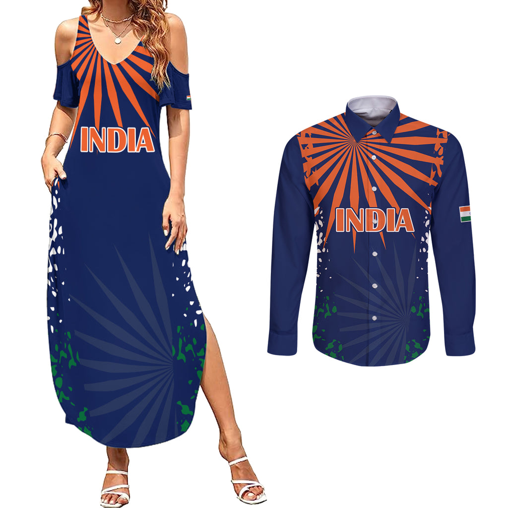 india-cricket-2023-couples-matching-summer-maxi-dress-and-long-sleeve-button-shirts-bharat-simple-flag-style