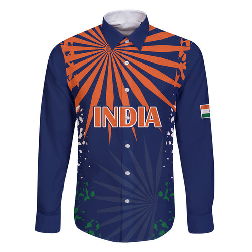 india-cricket-2023-family-matching-off-shoulder-short-dress-and-hawaiian-shirt-bharat-simple-flag-style