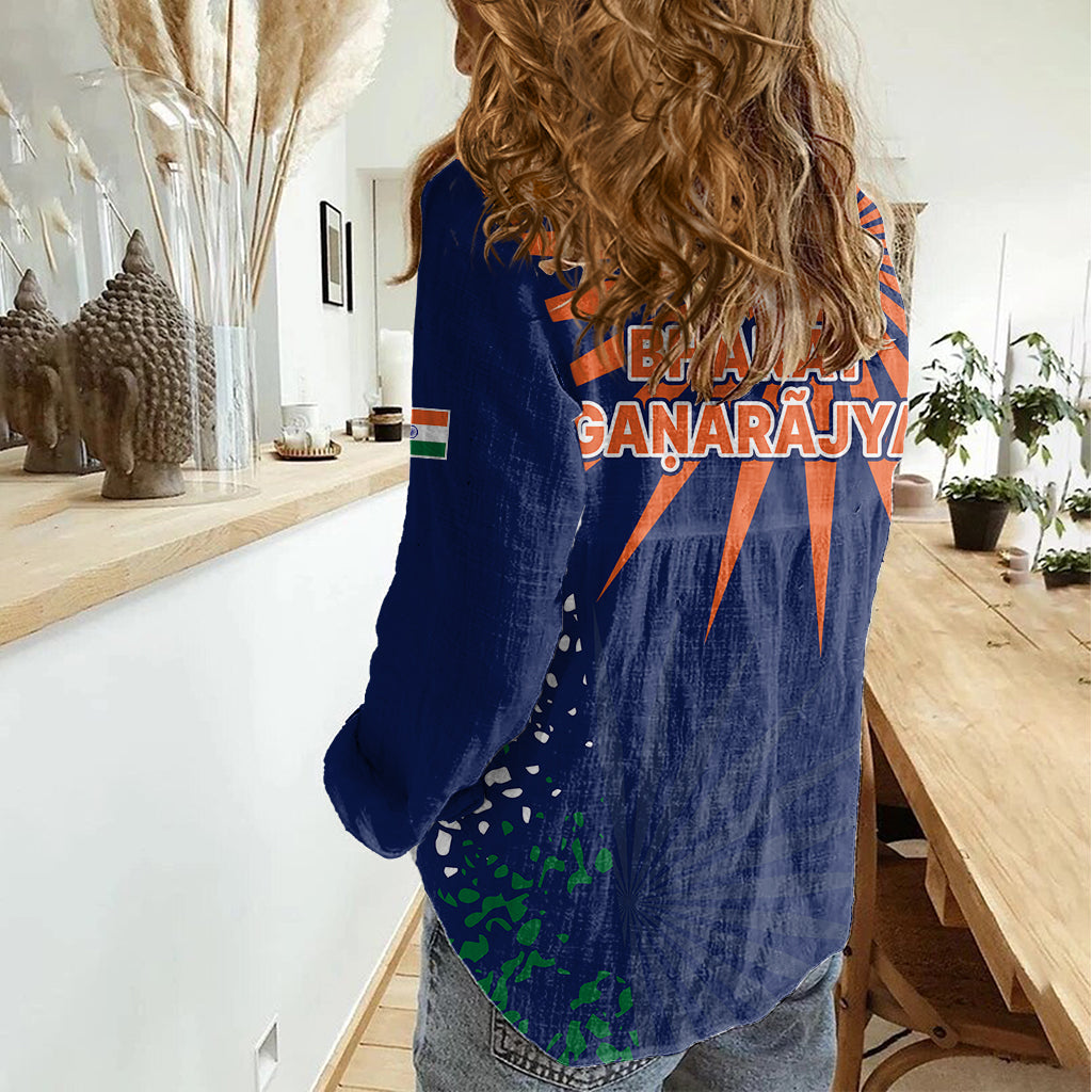 india-cricket-2023-women-casual-shirt-bharat-simple-flag-style