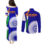 india-cricket-couples-matching-puletasi-dress-and-long-sleeve-button-shirts-men-in-blue-world-cup-2023-bharat-flag-style