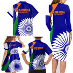 india-cricket-family-matching-long-sleeve-bodycon-dress-and-hawaiian-shirt-men-in-blue-world-cup-2023-bharat-flag-style