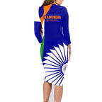 india-cricket-family-matching-long-sleeve-bodycon-dress-and-hawaiian-shirt-men-in-blue-world-cup-2023-bharat-flag-style