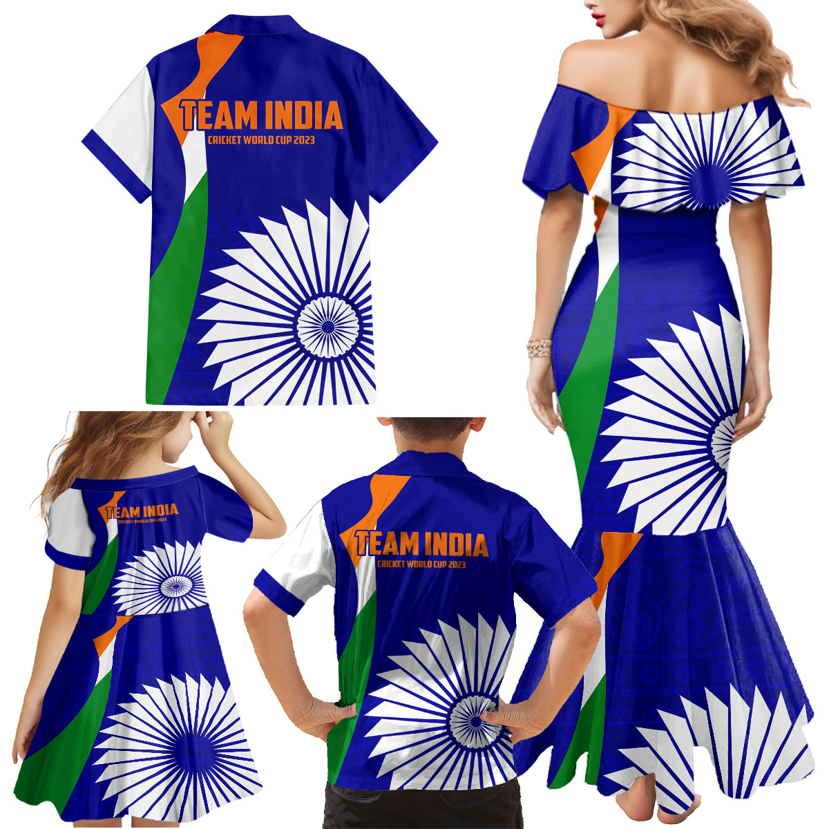 india-cricket-family-matching-mermaid-dress-and-hawaiian-shirt-men-in-blue-world-cup-2023-bharat-flag-style
