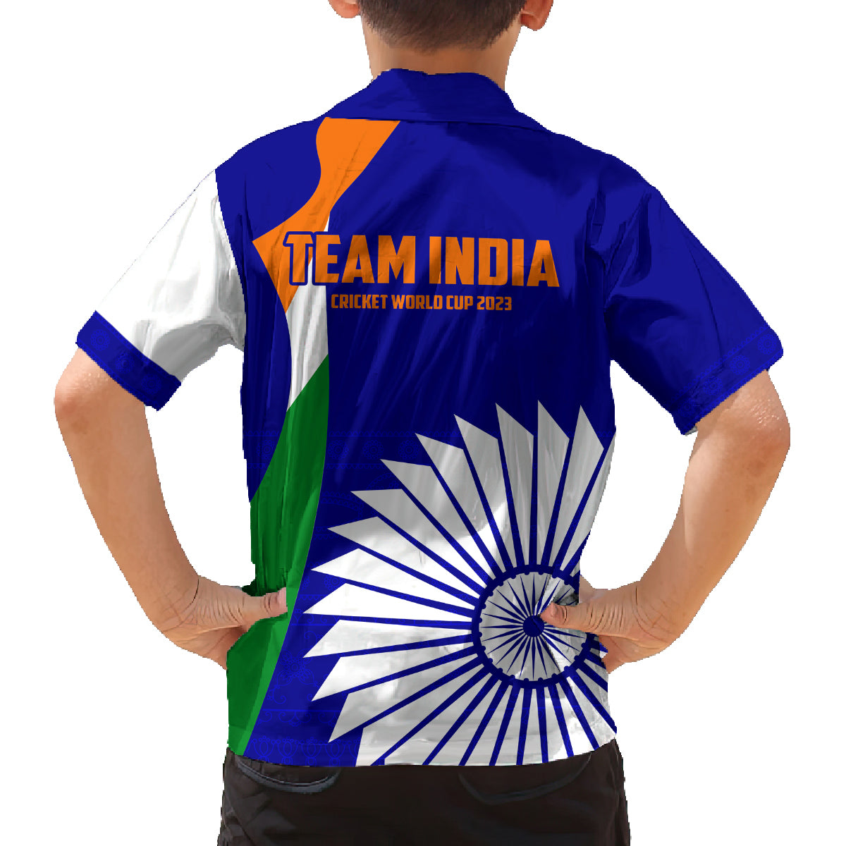 india-cricket-family-matching-puletasi-dress-and-hawaiian-shirt-men-in-blue-world-cup-2023-bharat-flag-style