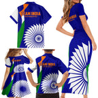 india-cricket-family-matching-short-sleeve-bodycon-dress-and-hawaiian-shirt-men-in-blue-world-cup-2023-bharat-flag-style