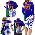 custom-india-cricket-family-matching-long-sleeve-bodycon-dress-and-hawaiian-shirt-men-in-blue-world-cup-2023-bharat-flag-style