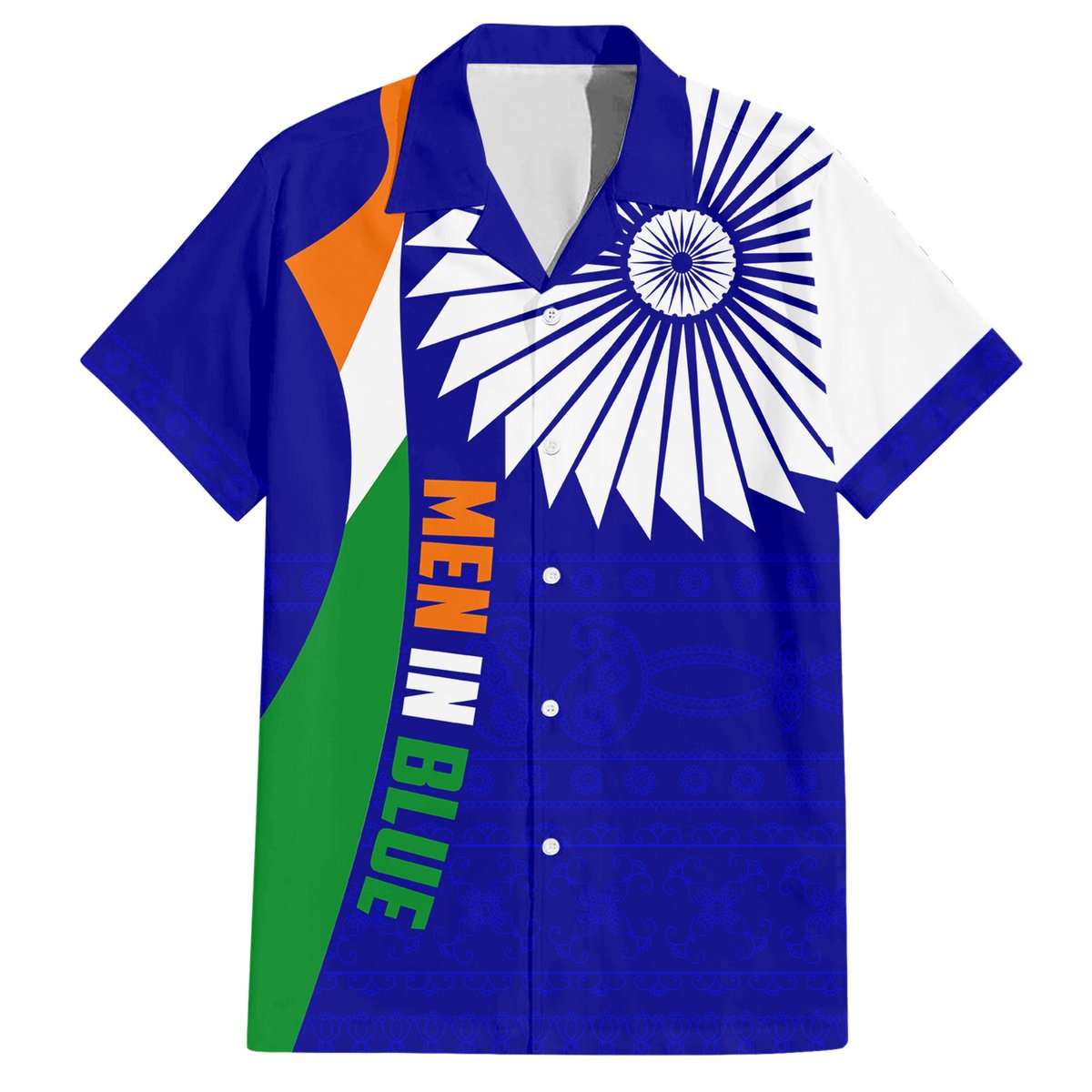 custom-india-cricket-hawaiian-shirt-men-in-blue-world-cup-2023-bharat-flag-style