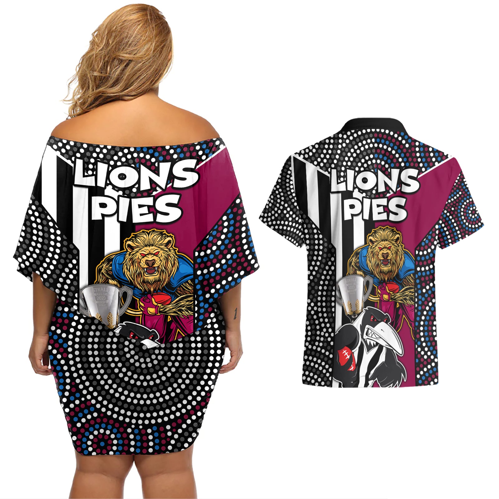 afl-magpies-combine-lions-couples-matching-off-shoulder-short-dress-and-hawaiian-shirt-together-go-champions-2023
