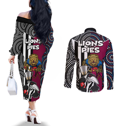 afl-magpies-combine-lions-couples-matching-off-the-shoulder-long-sleeve-dress-and-long-sleeve-button-shirts-together-go-champions-2023