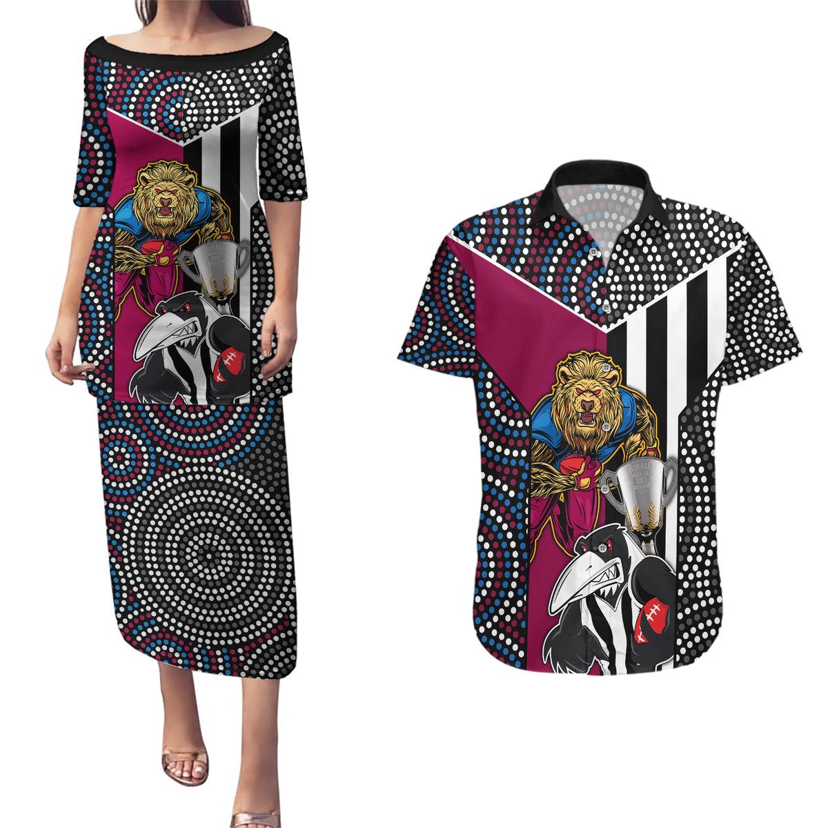 afl-magpies-combine-lions-couples-matching-puletasi-dress-and-hawaiian-shirt-together-go-champions-2023
