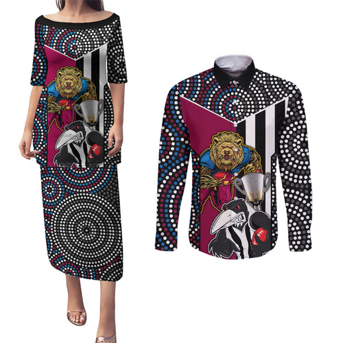 afl-magpies-combine-lions-couples-matching-puletasi-dress-and-long-sleeve-button-shirts-together-go-champions-2023