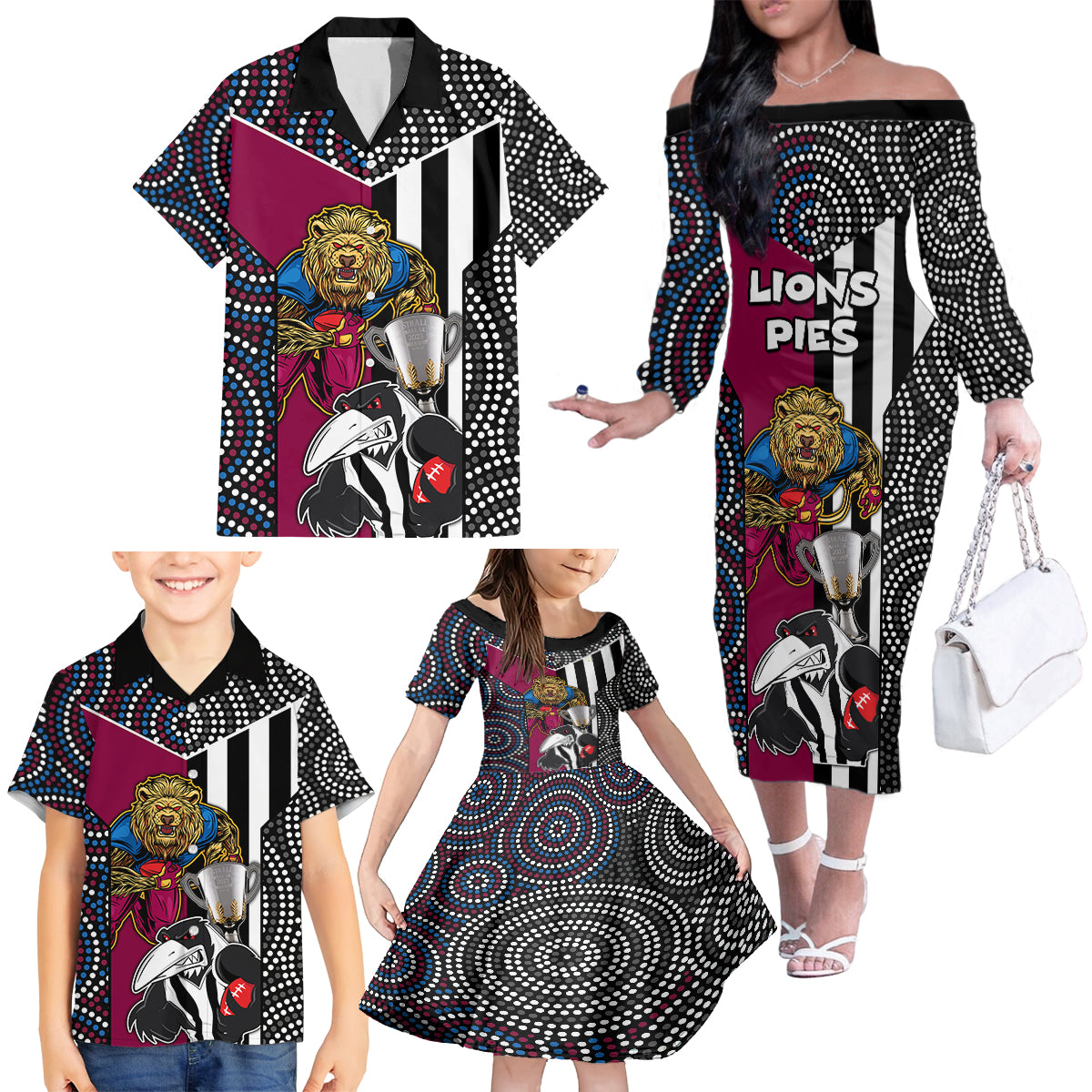 afl-magpies-combine-lions-family-matching-off-shoulder-long-sleeve-dress-and-hawaiian-shirt-together-go-champions-2023