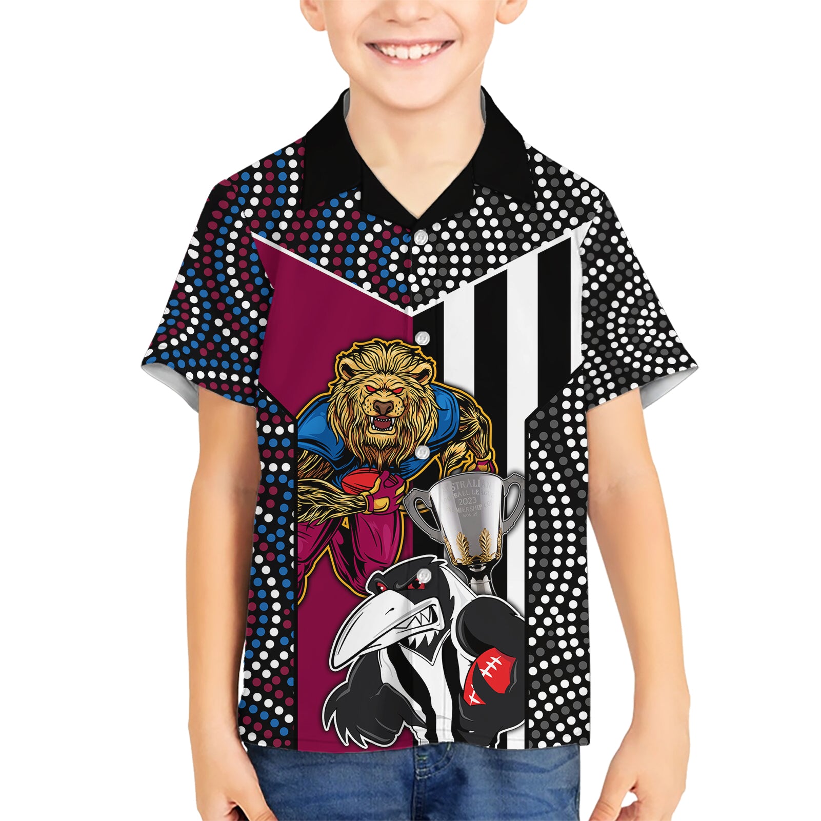 afl-magpies-combine-lions-kid-hawaiian-shirt-together-go-champions-2023