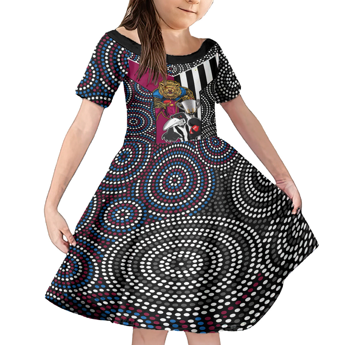 afl-magpies-combine-lions-kid-short-sleeve-dress-together-go-champions-2023