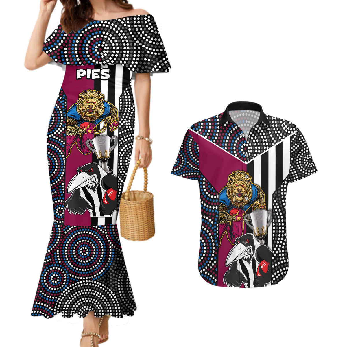 custom-afl-magpies-combine-lions-couples-matching-mermaid-dress-and-hawaiian-shirt-together-go-champions-2023