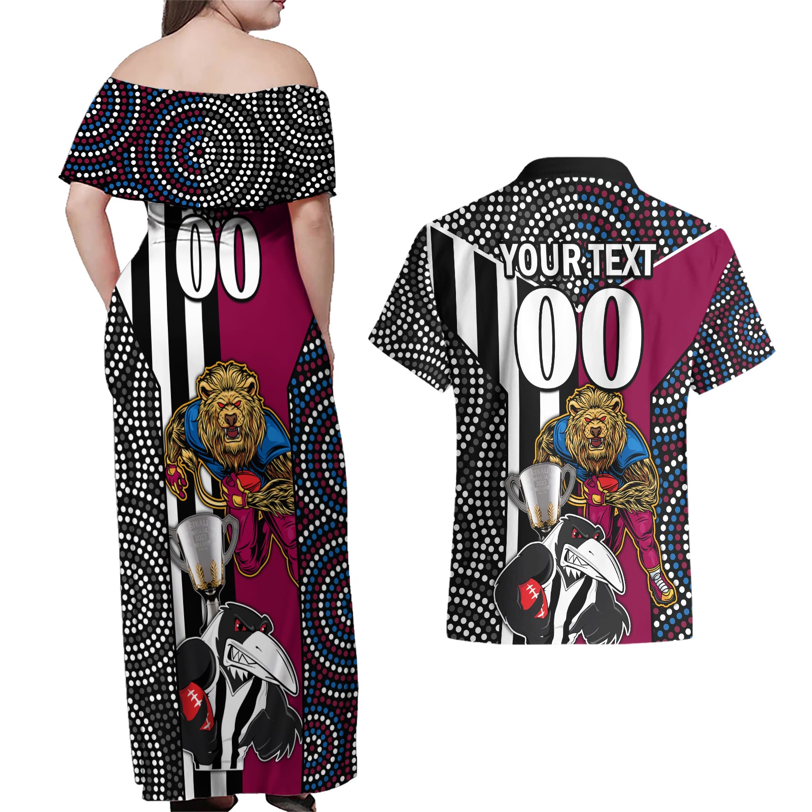 custom-afl-magpies-combine-lions-couples-matching-off-shoulder-maxi-dress-and-hawaiian-shirt-together-go-champions-2023