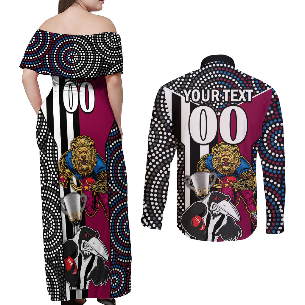 custom-afl-magpies-combine-lions-couples-matching-off-shoulder-maxi-dress-and-long-sleeve-button-shirts-together-go-champions-2023