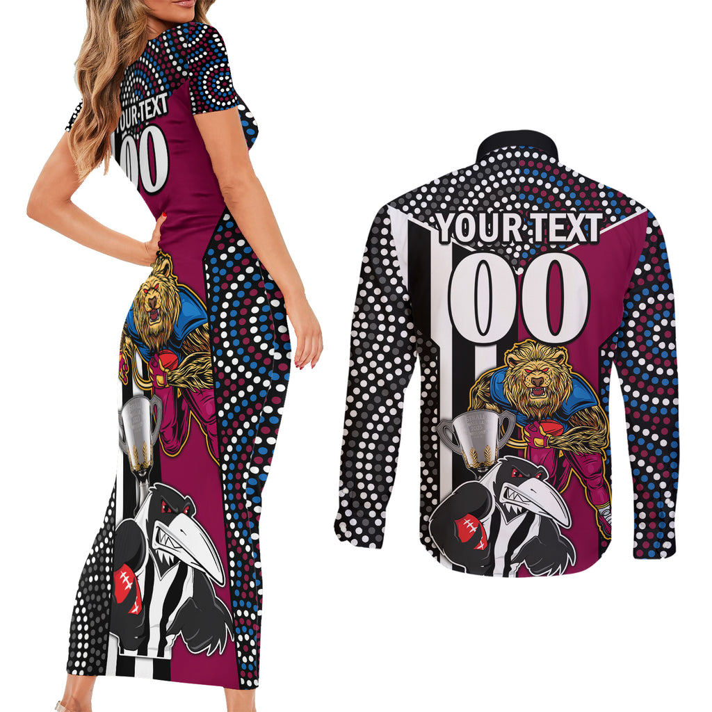custom-afl-magpies-combine-lions-couples-matching-short-sleeve-bodycon-dress-and-long-sleeve-button-shirts-together-go-champions-2023