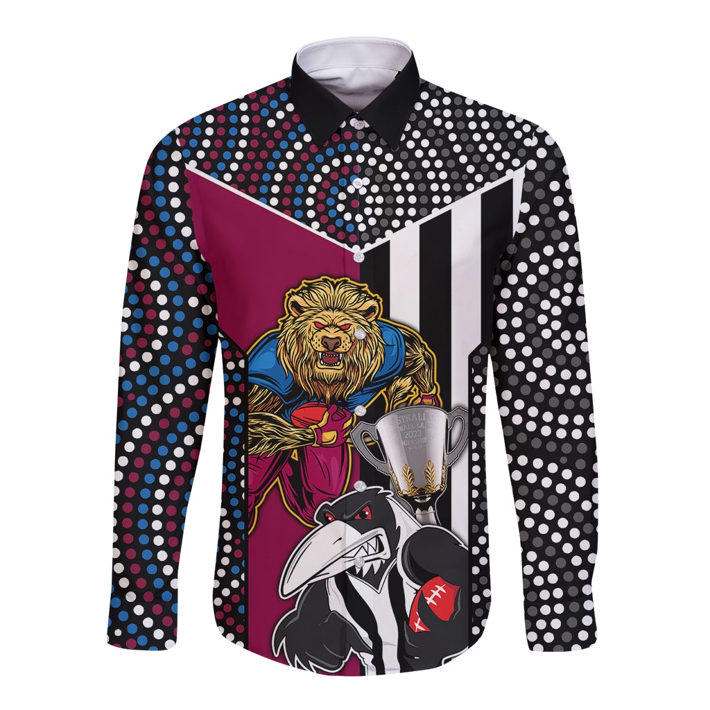 custom-afl-magpies-combine-lions-long-sleeve-button-shirt-together-go-champions-2023