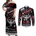 custom-bombers-football-couples-matching-off-shoulder-maxi-dress-and-long-sleeve-button-shirt-christmas-vibe-2023