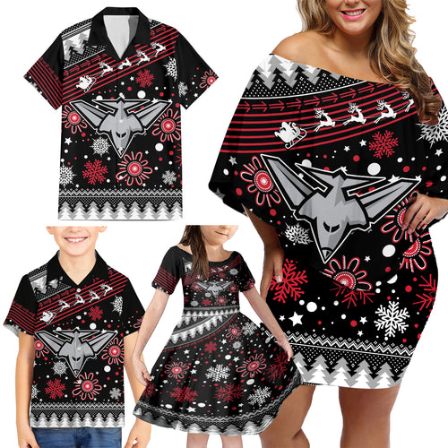 custom-bombers-football-family-matching-off-shoulder-short-dress-and-hawaiian-shirt-christmas-vibe-2023