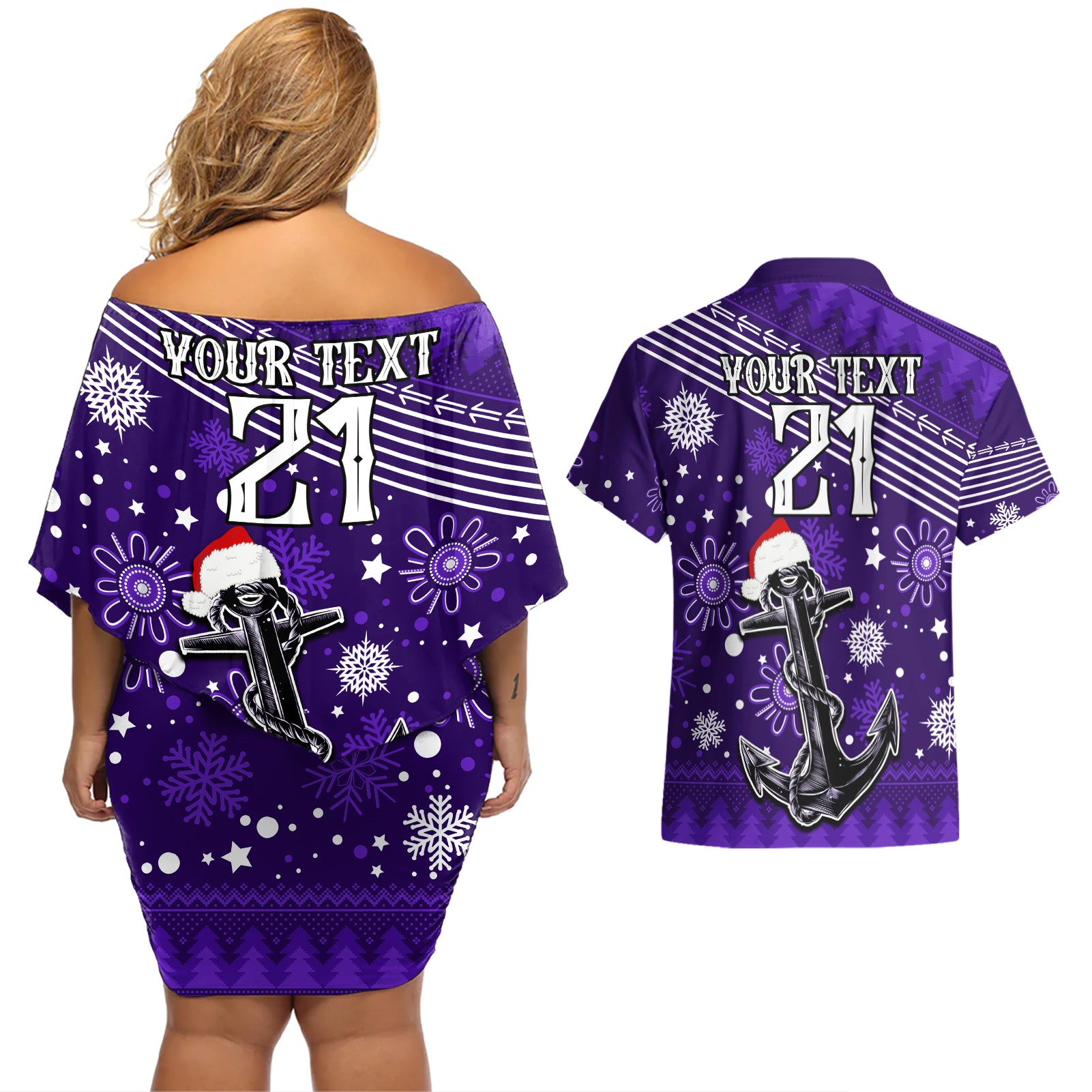 custom-fremantle-dockers-football-couples-matching-off-shoulder-short-dress-and-hawaiian-shirt-christmas-vibe-2023