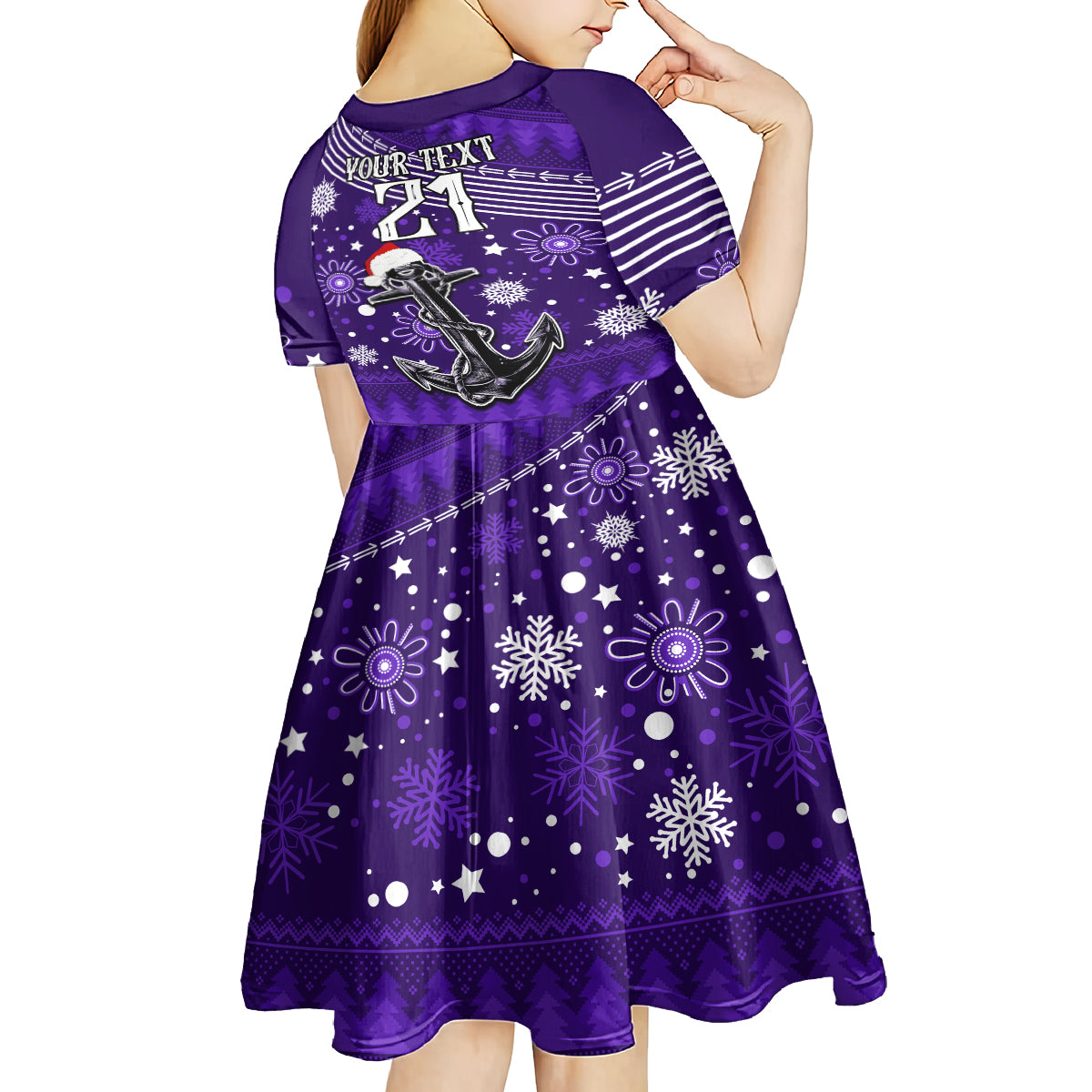 custom-fremantle-dockers-football-kid-short-sleeve-dress-christmas-vibe-2023
