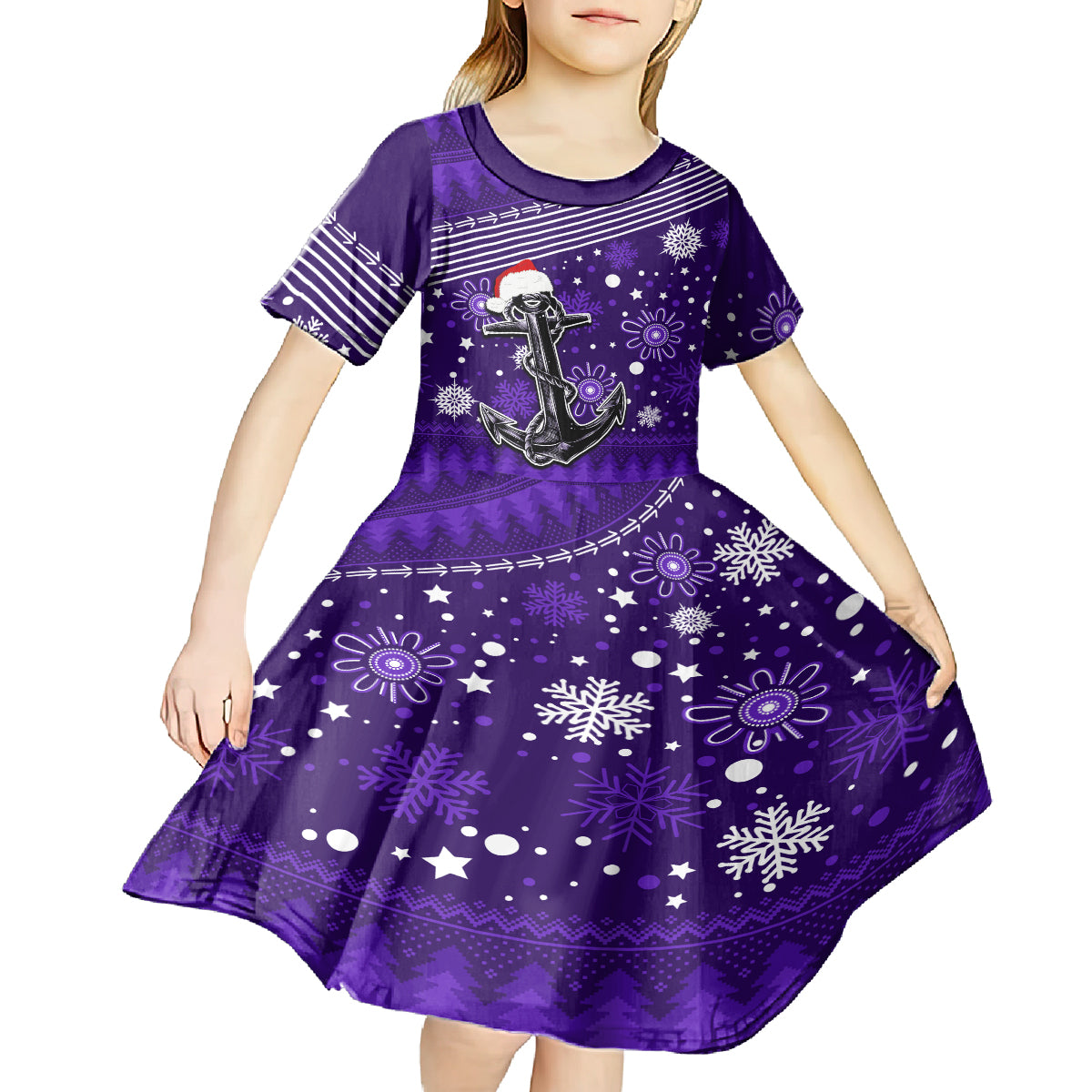 custom-fremantle-dockers-football-kid-short-sleeve-dress-christmas-vibe-2023