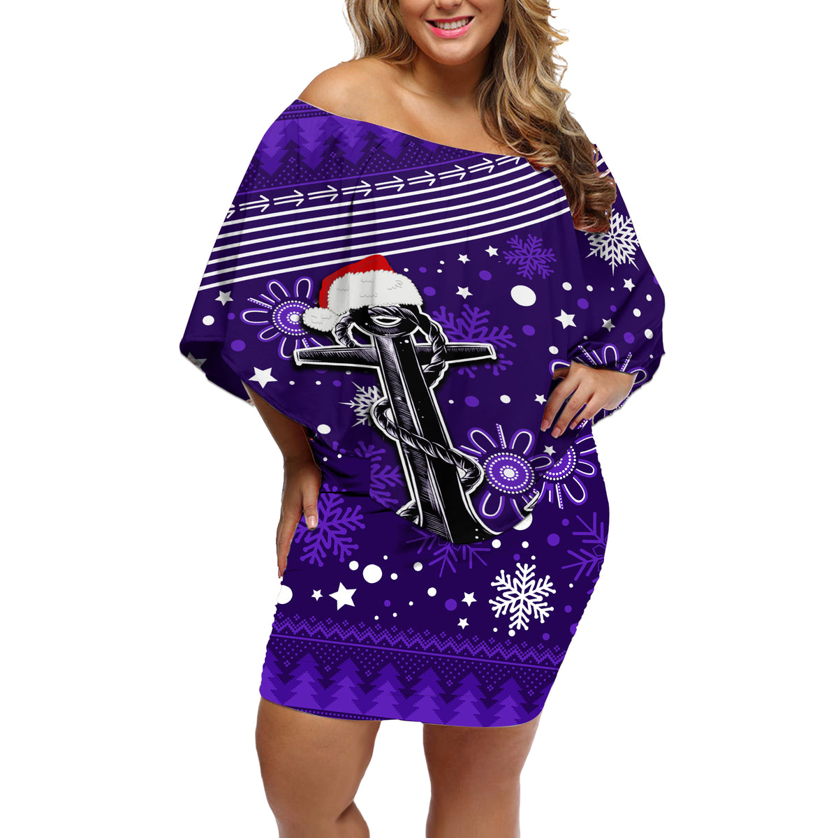 custom-fremantle-dockers-football-off-shoulder-short-dress-christmas-vibe-2023