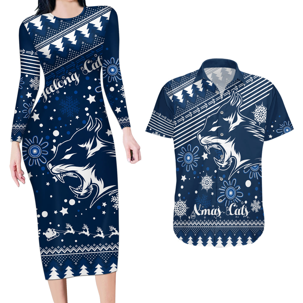 custom-geelong-cats-football-couples-matching-long-sleeve-bodycon-dress-and-hawaiian-shirt-christmas-vibe-2023