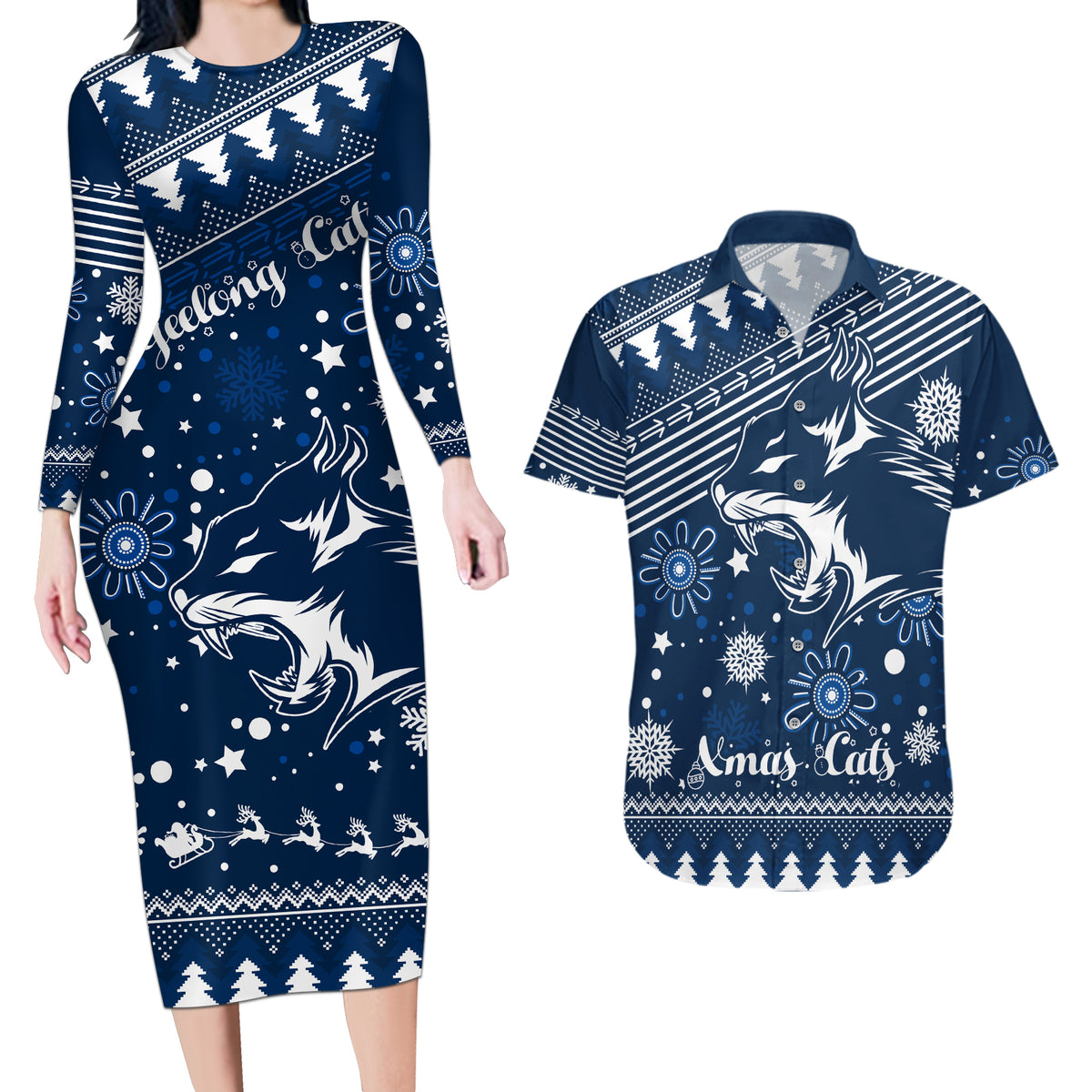 custom-geelong-cats-football-couples-matching-long-sleeve-bodycon-dress-and-hawaiian-shirt-christmas-vibe-2023