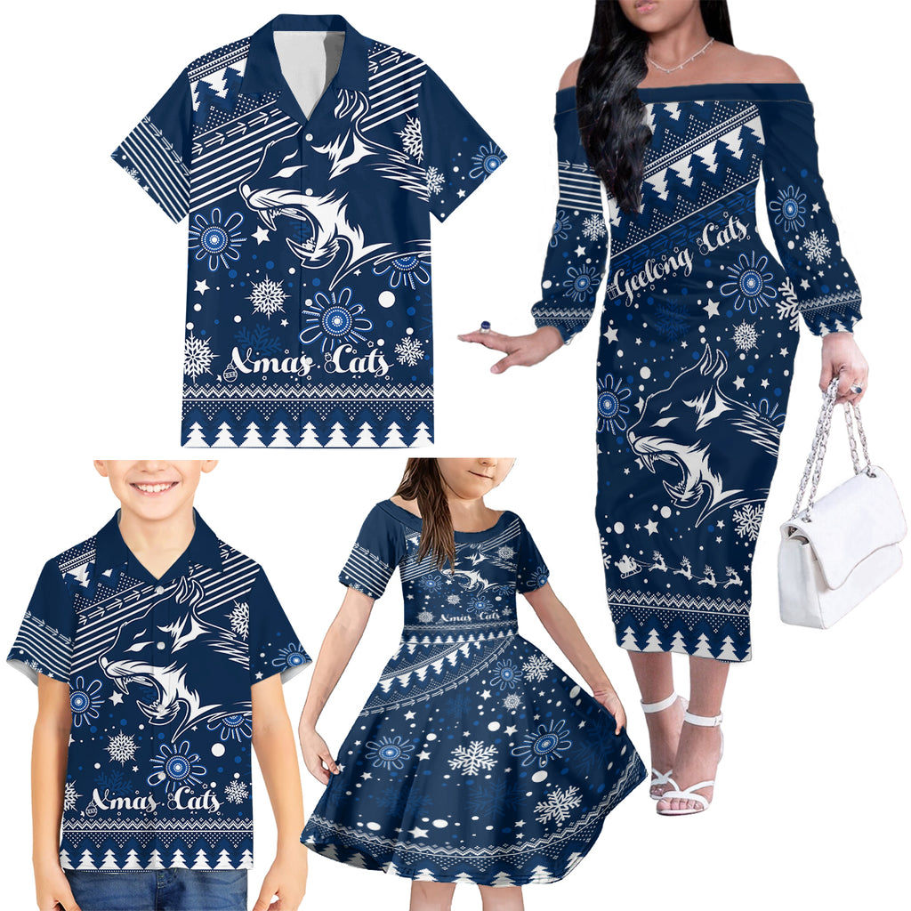 custom-geelong-cats-football-family-matching-off-shoulder-long-sleeve-dress-and-hawaiian-shirt-christmas-vibe-2023