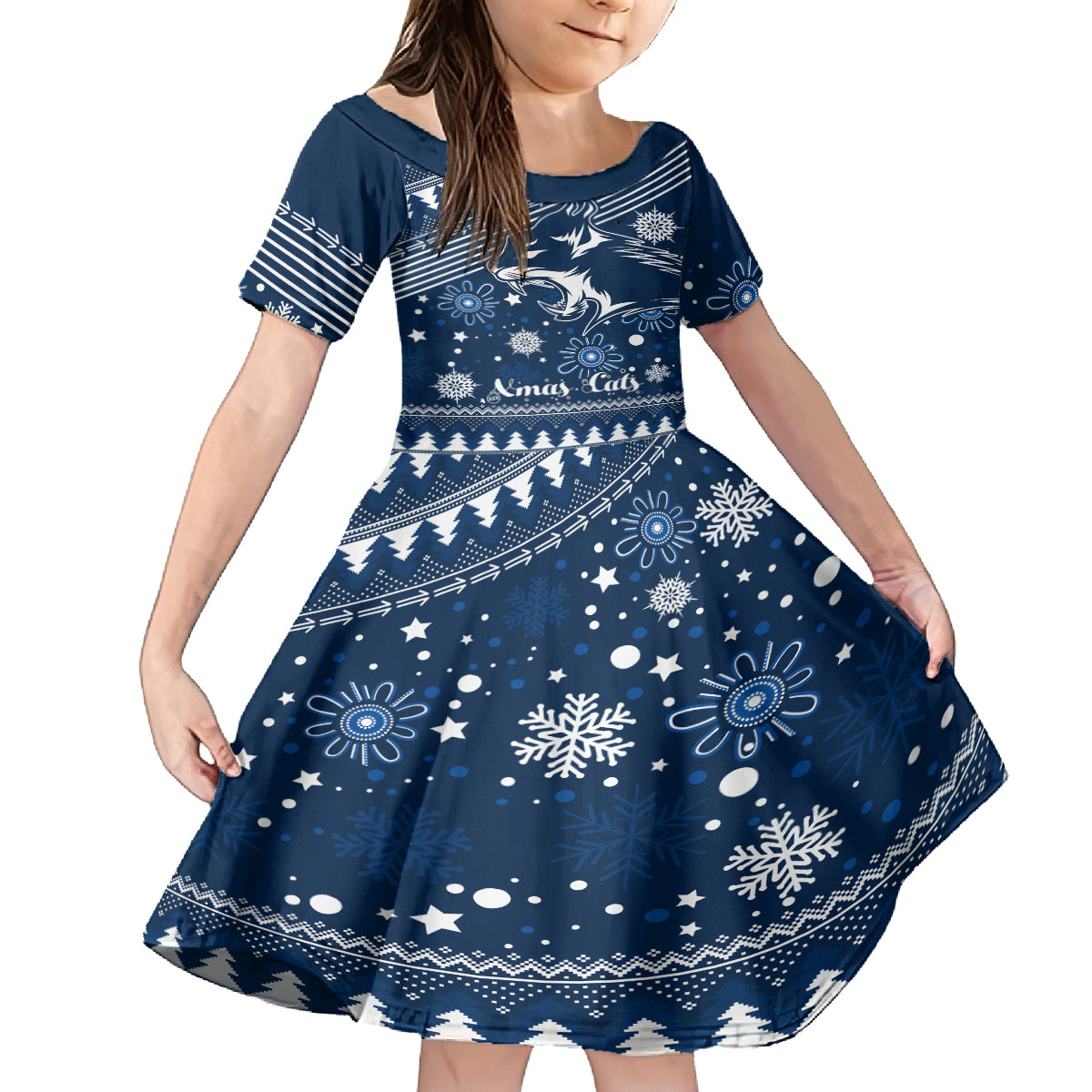 custom-geelong-cats-football-kid-short-sleeve-dress-christmas-vibe-2023