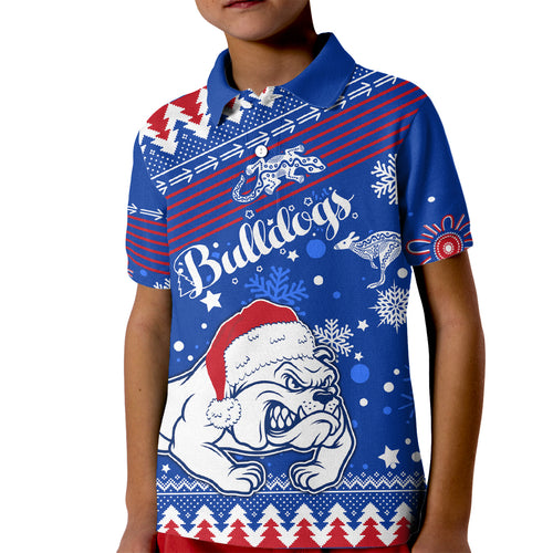 bulldogs-football-kid-polo-shirt-christmas-vibe-2023