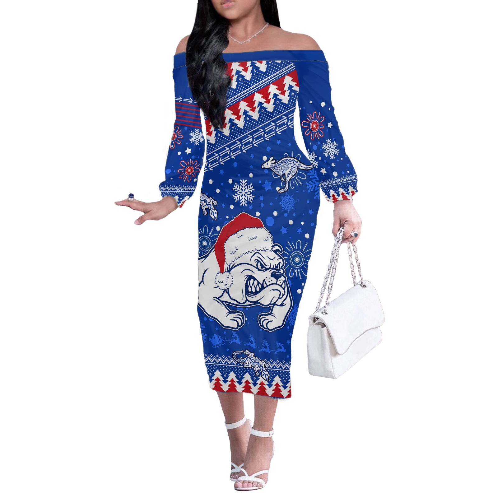 bulldogs-football-off-the-shoulder-long-sleeve-dress-christmas-vibe-2023