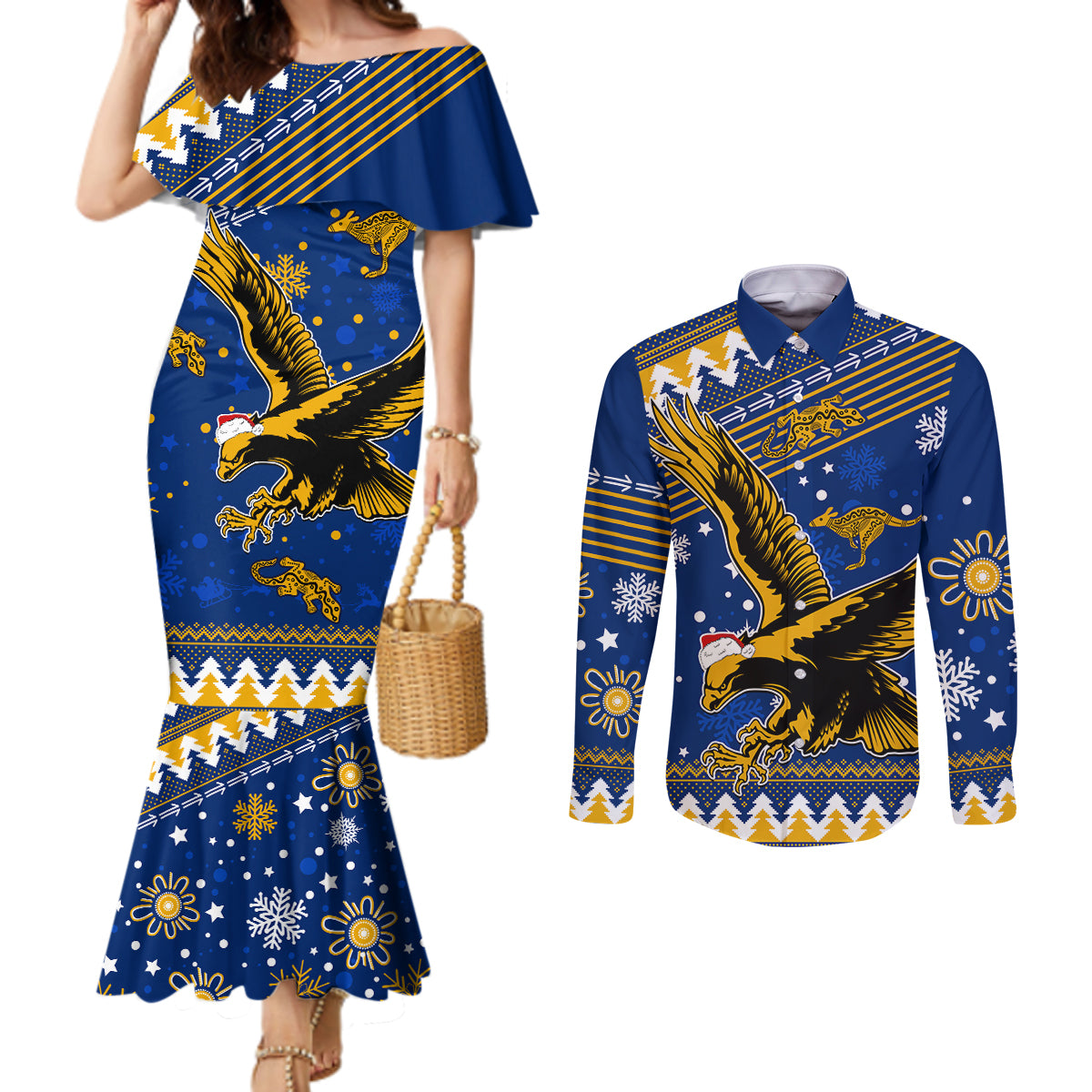custom-eagles-football-couples-matching-mermaid-dress-and-long-sleeve-button-shirt-christmas-vibe-2023