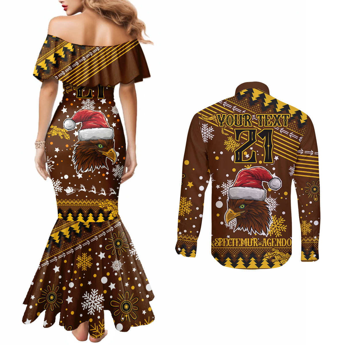 hawks-football-couples-matching-mermaid-dress-and-long-sleeve-button-shirt-spectemur-agendo-christmas-vibe-2023