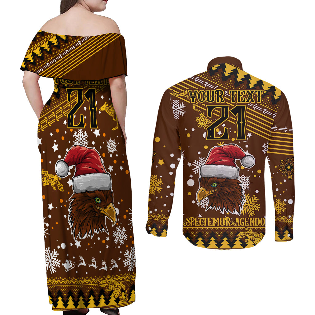 hawks-football-couples-matching-off-shoulder-maxi-dress-and-long-sleeve-button-shirt-spectemur-agendo-christmas-vibe-2023