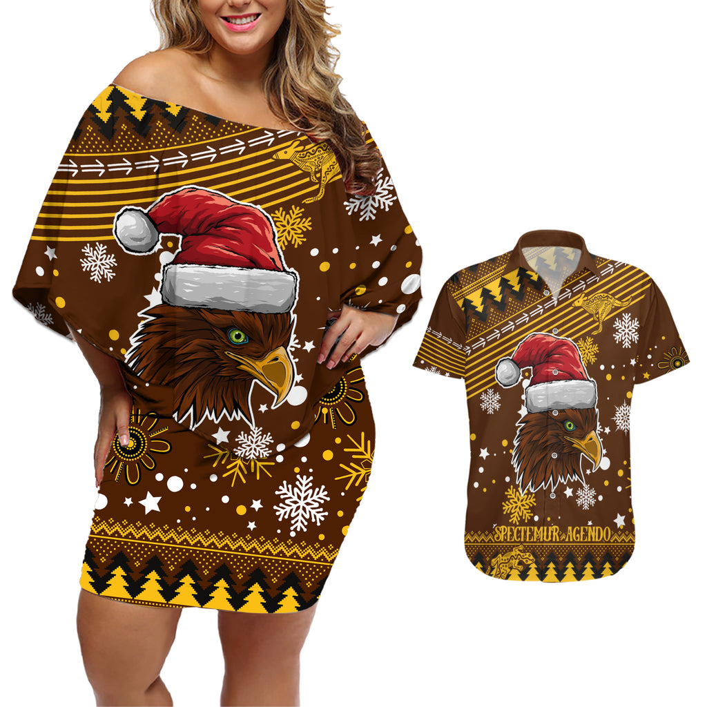 hawks-football-couples-matching-off-shoulder-short-dress-and-hawaiian-shirt-spectemur-agendo-christmas-vibe-2023