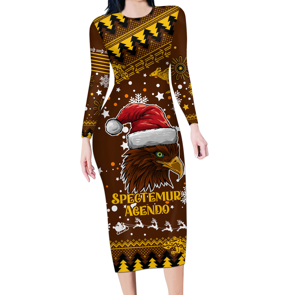 hawks-football-long-sleeve-bodycon-dress-spectemur-agendo-christmas-vibe-2023
