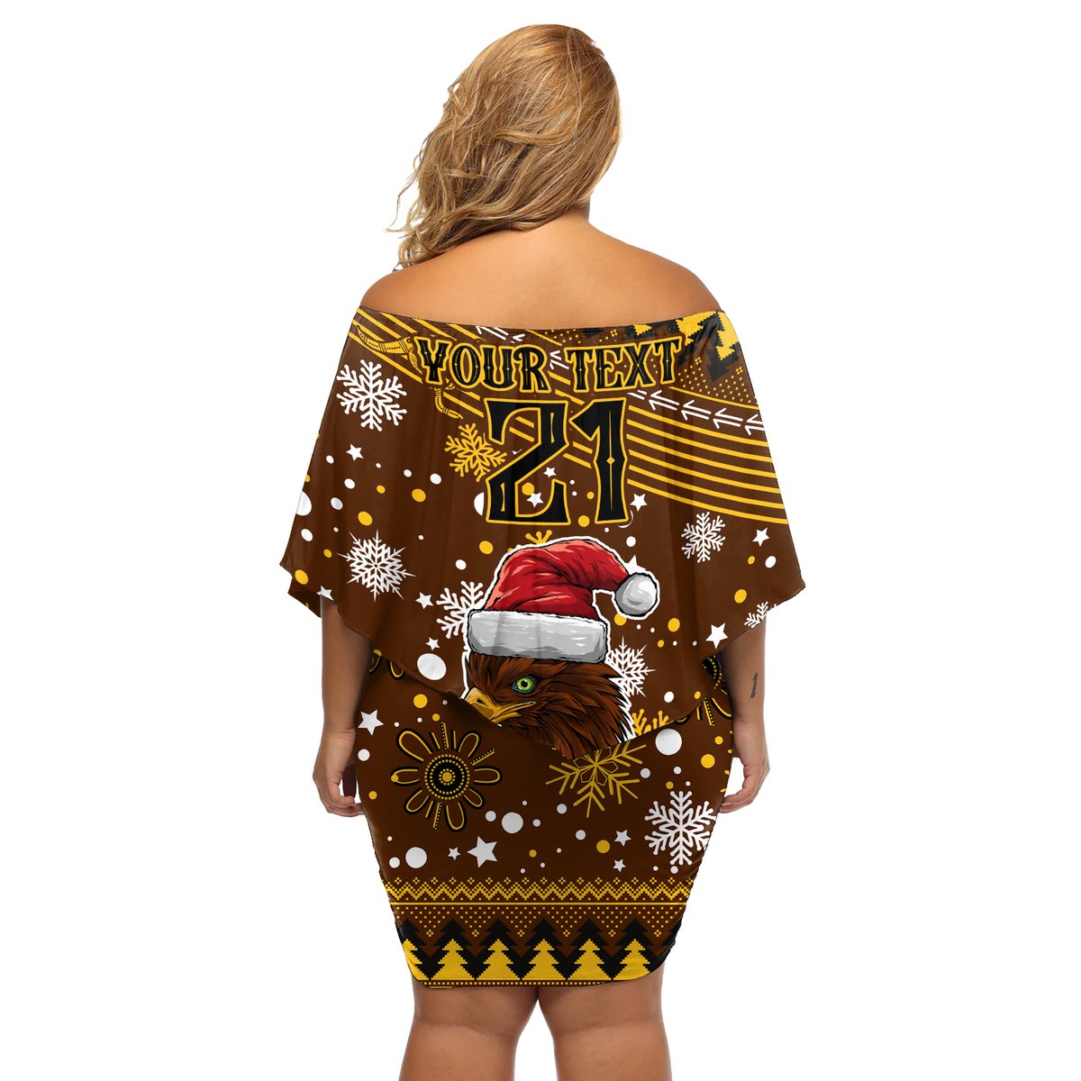 hawks-football-off-shoulder-short-dress-spectemur-agendo-christmas-vibe-2023