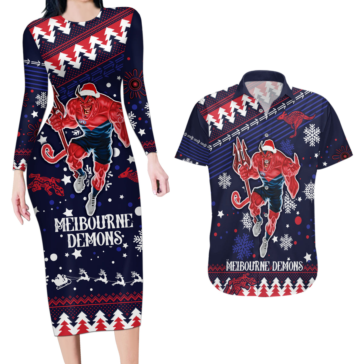 custom-melbourne-demons-football-couples-matching-long-sleeve-bodycon-dress-and-hawaiian-shirt-narrm-christmas-vibe-2023